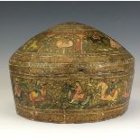 A 19th Century lacquered papier mâché Turban Box, Kashmir, Dodecagonal with domed cover, profusely