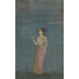 NORTHERN INDIA, 18th CENTURYA Mughal Portrait of a Lady, holding a Flowergouache with gold on paper7
