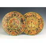 A near pair of late 19th Century Bombay School of Art pottery Dishes, George Wilkins Terry /