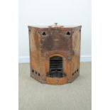 A 19th Century Gothic Revival copper Fire Grate with pierced motifs and studded detail, 30 x 30in