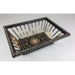 A 19th Century Anglo-Indian ebony, ivory and porcupine quill Basket,Sri LankaOf rectangular form, 11