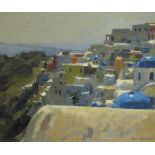 ‡KEN HOWARD RA (b.1932)Roof-tops at Santorini, Greecesigned 'Ken Howard' (lower right)oil on