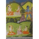 PROBABLY BUNDI OR KOTAH, RAJASTHAN, INDIA, LATE 18th CENTURYScenes probably from a Hindu Epicgouache
