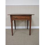 An antique elm Side Table fitted frieze on turned tapering legs, 2ft 6in