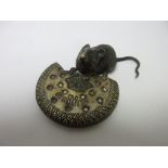 An Austrian cold painted bronze Figure of a Mouse with a biscuit, 3 1/2in, No. 1064