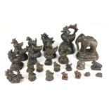 A collection of bronze zoomorphic Opium Weights,Thailand and Burma,Including duck, elephant, rabbis,