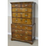 An 18th Century walnut Chest on Chest of two short and six long drawers on bracket supports, 5ft 6in