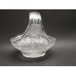 A cut glass Bowl of basket design with loop handle, diamond and fluted cutting