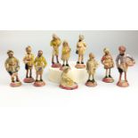 A group of 20th Century small Indian pottery Figurines, Lucknow, Mostly domestic servants