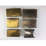 Five early 20th Century silvered brass and enamelled rectangular Boxes, Lucknow, And a modern