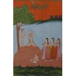 DECCANI SCHOOL, SOUTHERN INDIA, 18th CENTURYWomen devotees visiting a Sadhugouache with gold on