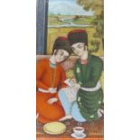 PERSIAN SCHOOL, 19th CENTURYA Qajar portrait of two boysgouache on paper, laid on an album page,