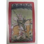 JODHPUR, RAJASTHAN, EARLY 19th CENTURYA Portrait of a Ruler, riding on horseback, with two