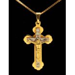 A Crucifix Pendant pavé-set brilliant-cut diamonds, reverse engraved JERUSALEM, stamped 18K on box