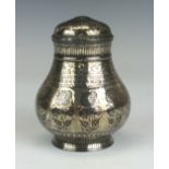 A fine 19th Century Bidri silver inlaid baluster Jar and Cover, Deccan, Decorated with erect lotus
