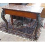 A 19th Century Anglo-Indian Console Table, the marble variegated and fosilised top above a drop