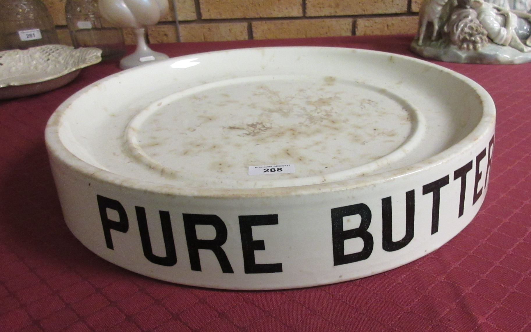 A ceramic circular Butter Slab with letters reading 'Pure Butter' on the side, 15 1/2 in D - Image 5 of 5