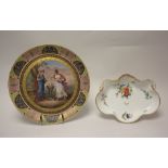 A German Vienna-style porcelain Dish, painted to the centre with classical figures poring
