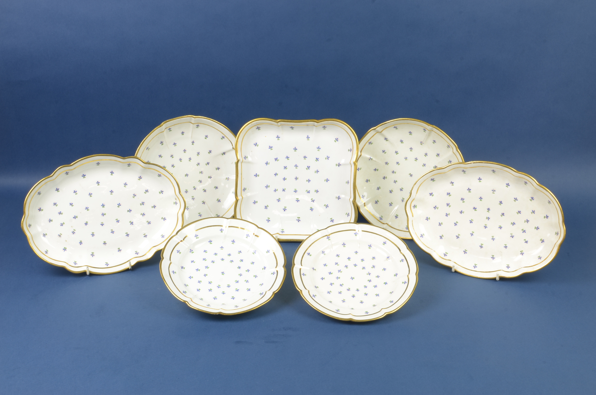 A Swansea porcelain part Dessert Service, circa 1815-1818, of cruciform shape and decorated with