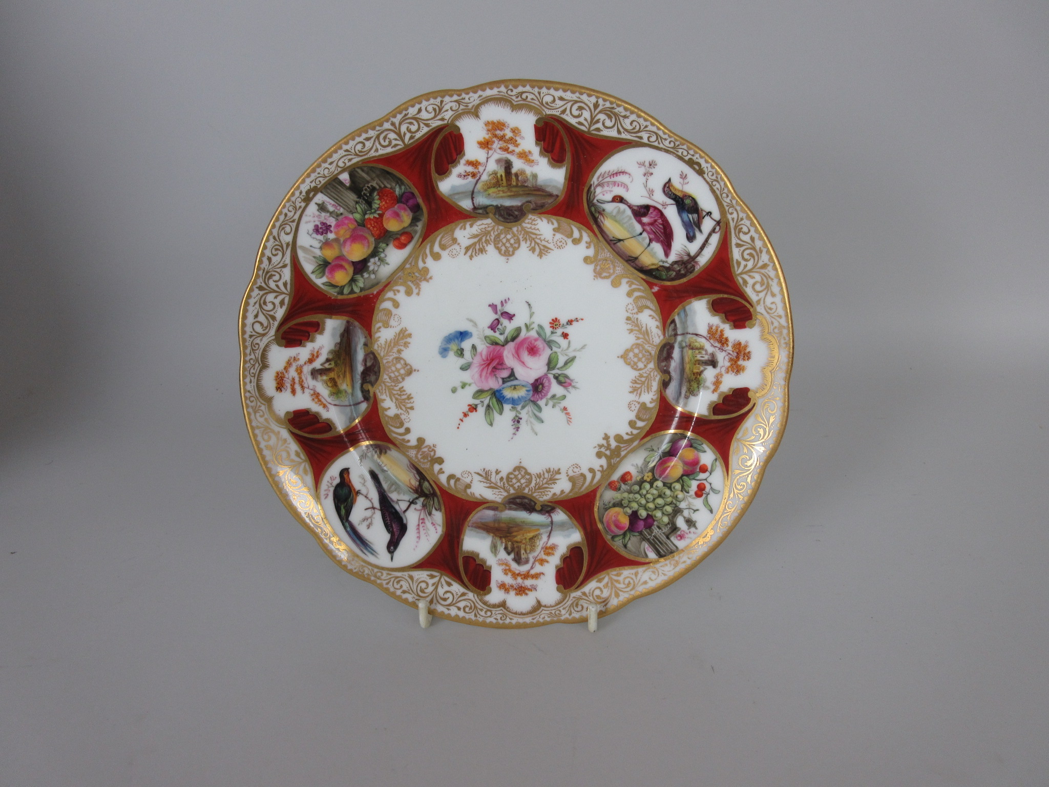 A Nantgarw porcelain Plate of Duke of Cambridge Service type, central bouquet of flowers with - Image 4 of 7