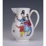 A Worcester sparrow beak Jug, c 1765-75, painted in colours with the ‘Chinese Family’ pattern,