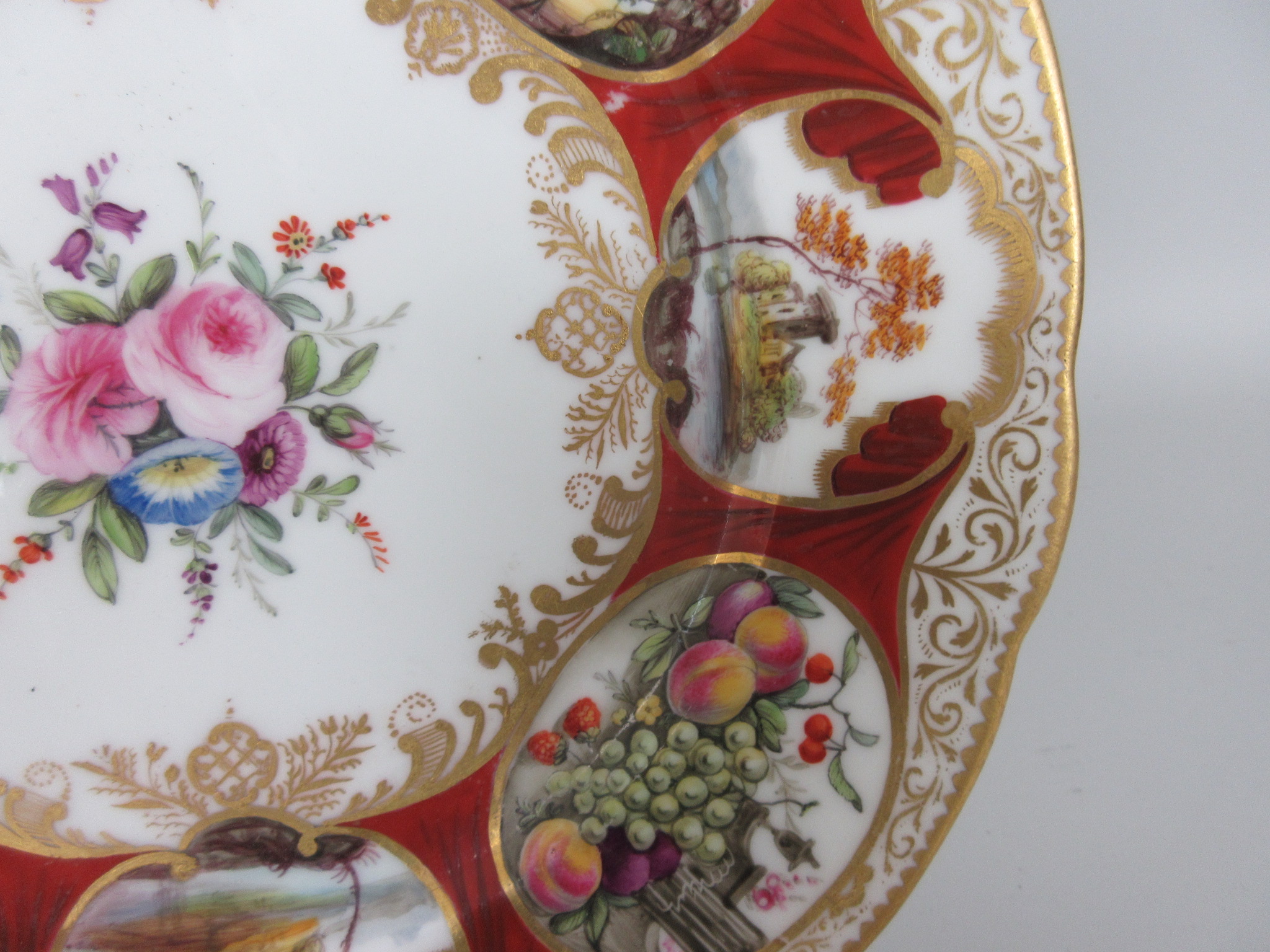 A Nantgarw porcelain Plate of Duke of Cambridge Service type, central bouquet of flowers with - Image 6 of 7