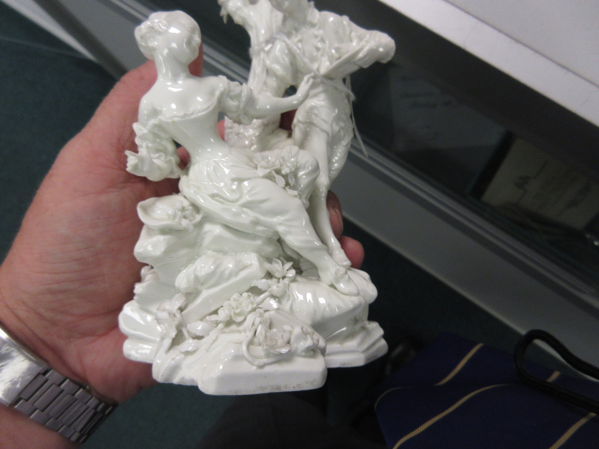 An 18th Century English white glazed porcelain Figure Group, c. 1780, possibly Derby, modelled - Image 4 of 7