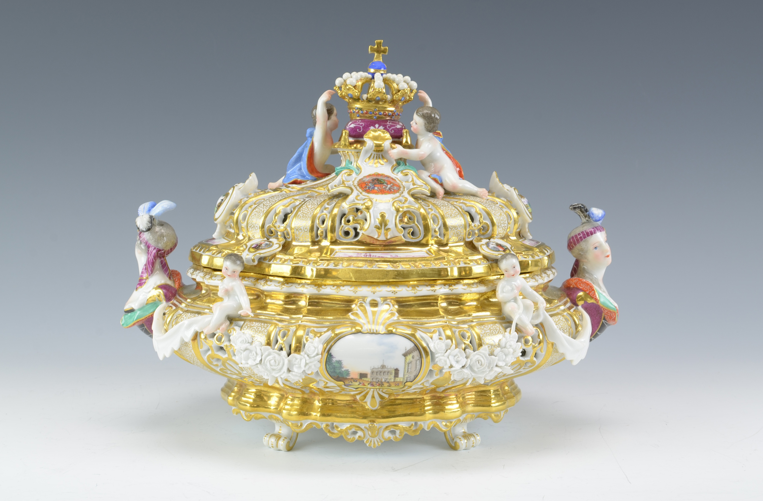 A fine 19th Century Meissen porcelain armorial Tureen and Cover, after a model by J. J. Kändler,