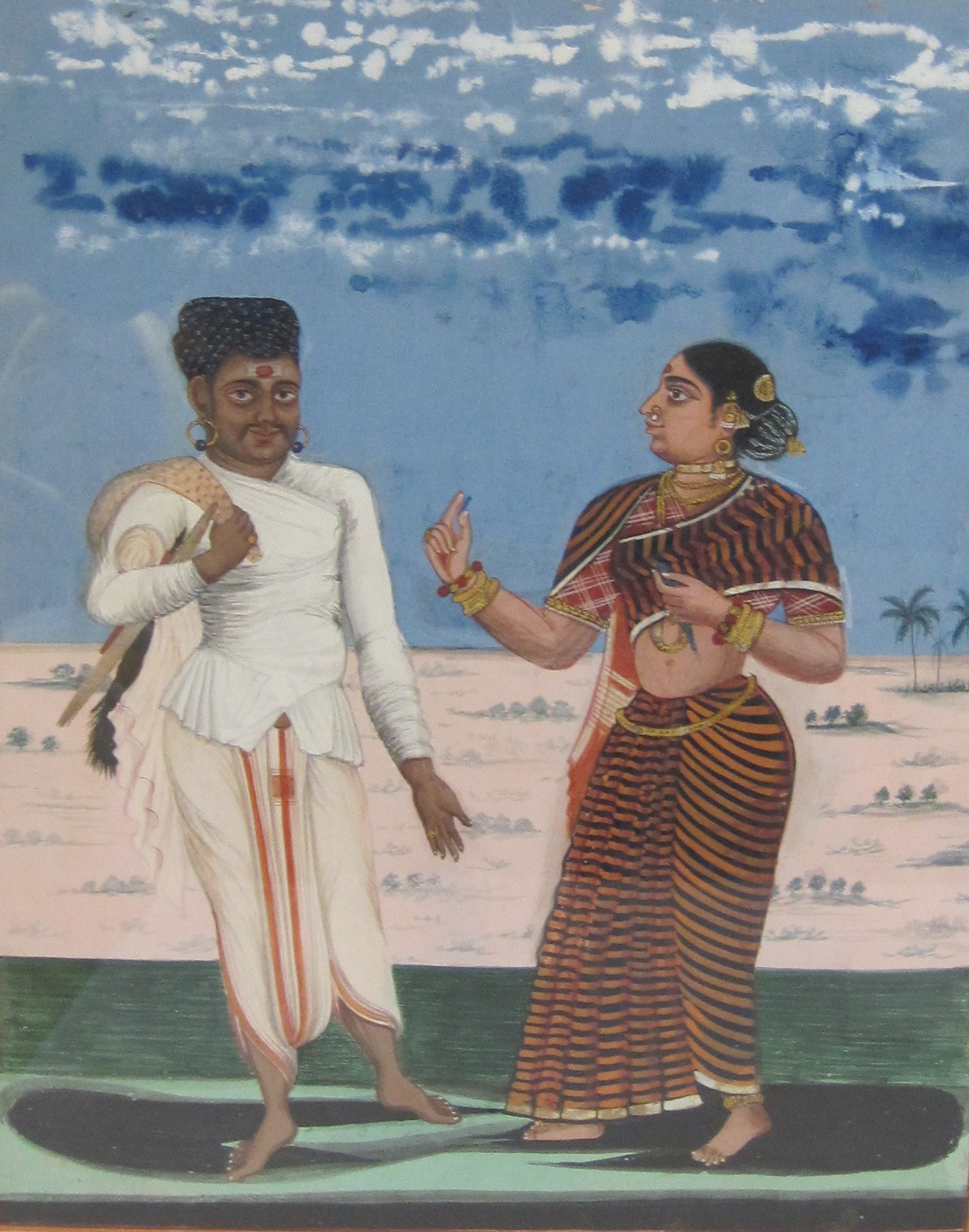 COMPANY SCHOOL, TANJORE, SOUTHERN INDIA, 1st HALF 19th CENTURYThree Portraits each depicting a - Image 2 of 5