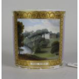 Herefordshire Interest: A Chamberlains Worcester titled landscape Mug, c. 1820, Painted in the style