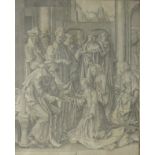 LUCAS VAN LEYDEN (1494-1533)Esther before Ahasuerus with members of court beyond (Bartsch VII.354.