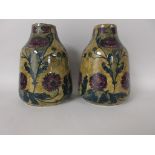 A pair of Hancock & Sons Morrisware Vases by George Cartlidge decorated purple chrysanthemums on a