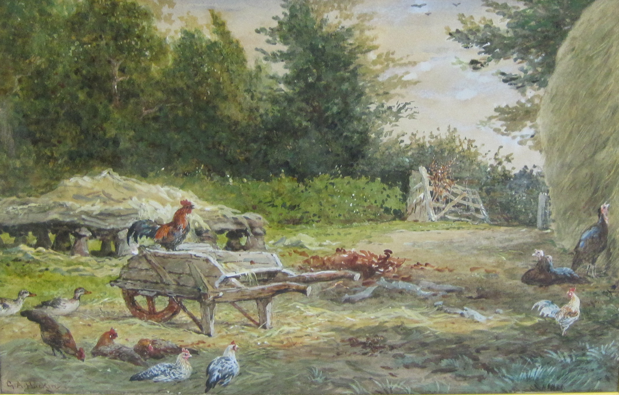 GEORGE ARTHUR HICKEN (d. 1881)In a Farmyardsigned ‘G.A. Hicken’ (lower left)watercolour and