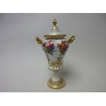 A Royal Crown Derby ogee Vase and Cover painted floral bouquet in colours and gilt, 7 1/2in, No 1298
