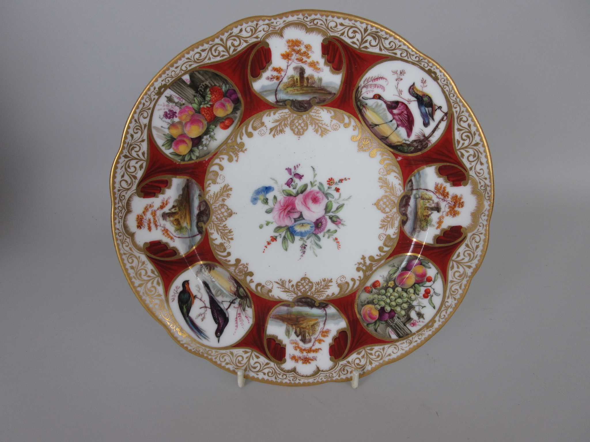 A Nantgarw porcelain Plate of Duke of Cambridge Service type, central bouquet of flowers with - Image 2 of 7