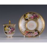 A fine Swansea porcelain Cabinet Cup and Stand, circa 1815-1818, painted in the style of Henry