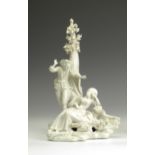 An 18th Century English white glazed porcelain Figure Group, c. 1780, possibly Derby, modelled