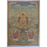 A 19th Century Tibetan Tanka, Gouache on Textile.