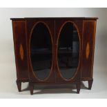 A Late 19th Breakfront Inlaid Mahogany Side Cabinet with Rosewood Crossbanding,