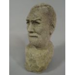 An Interesting Hand Sculpted Bust of A Life Size Gentleman with Beard.