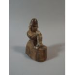 An Interesting Inuit Carved Stone Figure of A Fisherman Holding A Fish.