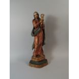 An Early 20th Century Continental Carved Linden Wood Figure of Mary and Jesus with Original Painted