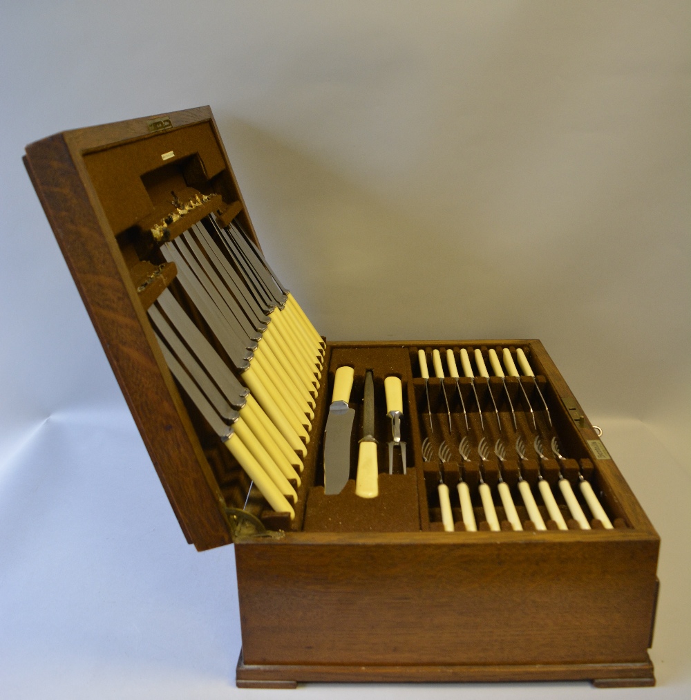 An Art Deco Oak Canteen of Cutlery by Bentalls, Kingston on Thames. - Image 2 of 5