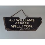 An Early 20th Century Hand Painted Metal Grocers Sign 'A.J.