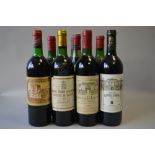 A Collection of Eight Bottles Red Wine; Chateau Jacobins 1985, Chateau Yveline 1973,