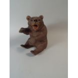 A 19th Century Black Forest Carved Linden Wood Bear Sat on His Haunches.