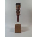 An Old Balinese Carved Wood Figure with Original Painted Polychrome Decoration,