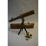 A Leather Cased Combination Telescope / Microscope, "The Davon Patent" by Davidson and Co.