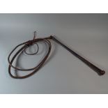 An Early 20th Century American Twelve Inch Plaited Leather Bull Whip.
