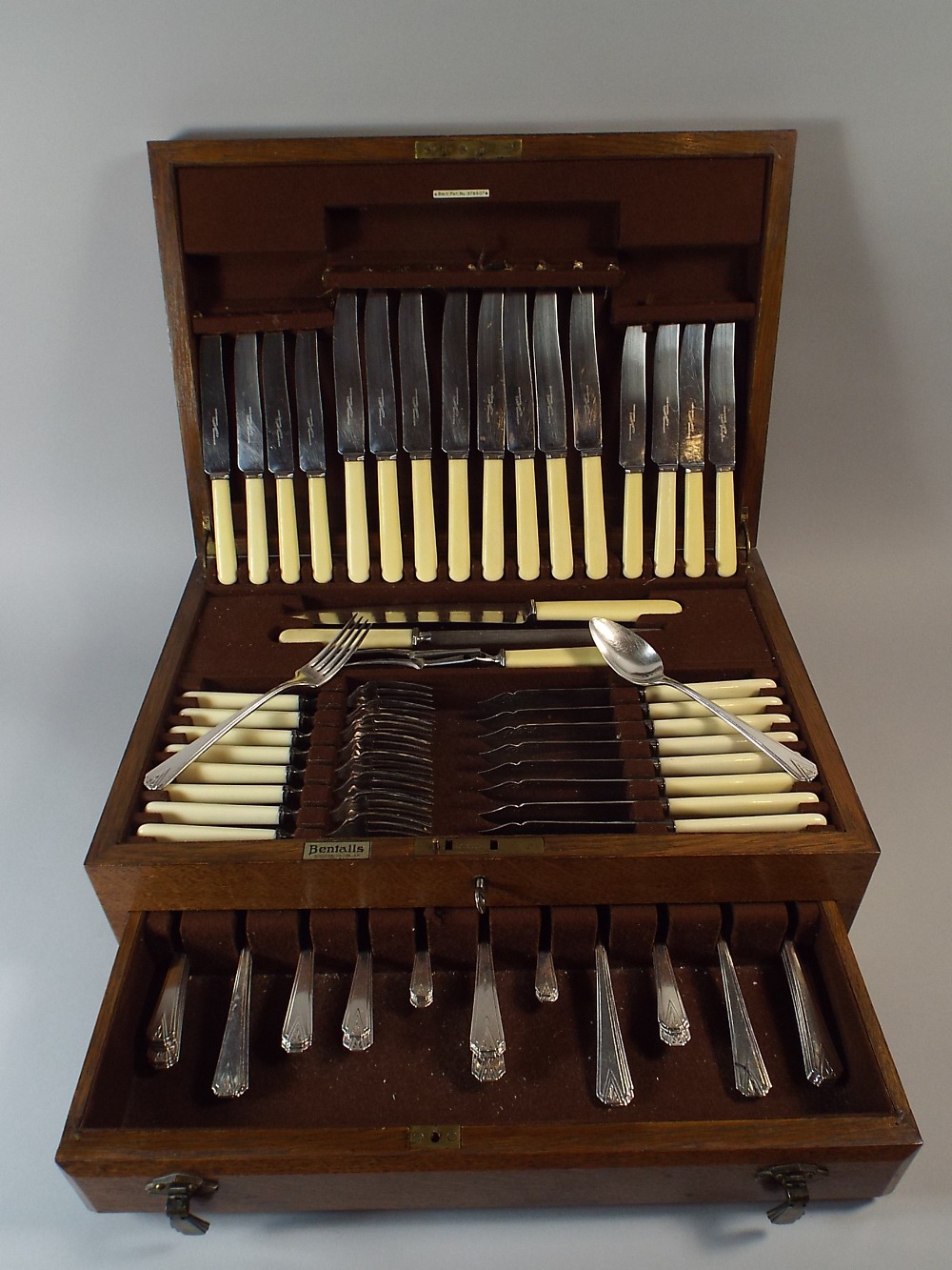 An Art Deco Oak Canteen of Cutlery by Bentalls, Kingston on Thames. - Image 5 of 5
